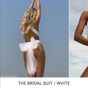 437 Bridal Suit White Bow one piece size Small